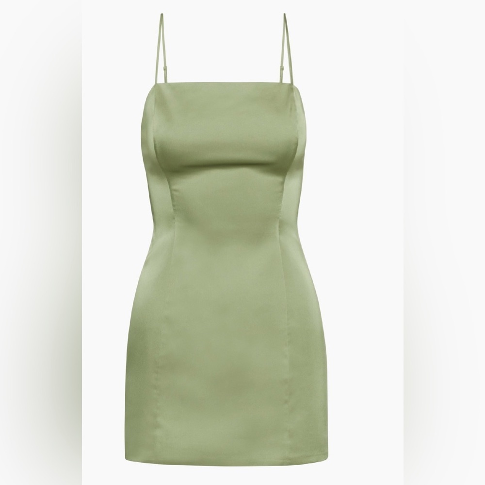 Aritzia Olive Green Square-Neck Mini Dress - Picture 6 of 9